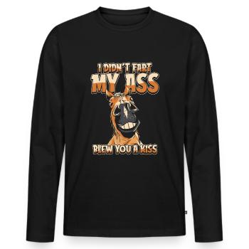 Horse Equestrian Sports Funny - Men's Premium Organic Long Sleeve Shirt - black - Front - Nico (187cm)