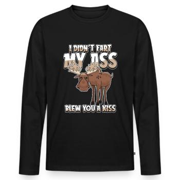Elk drôle je n’ai pas pété mes fesses t’a soufflé un baiser - T-shirt manches longues Premium bio Homme - noir - Devant - Nico (187cm)