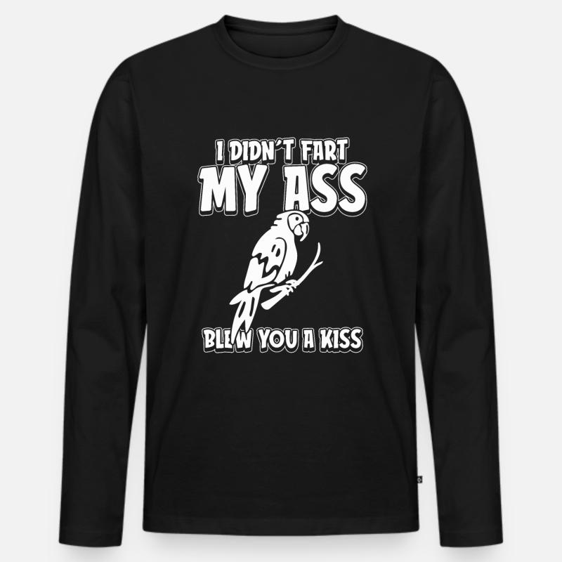 Papagei Witzig - Männer Premium Bio Langarmshirt - Schwarz