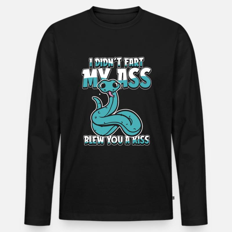 Schlange Witzig - Männer Premium Bio Langarmshirt - Schwarz