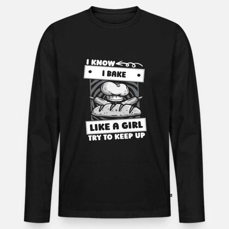 Backen Bäcker Bäckerei Mädchen - Männer Premium Bio Langarmshirt - Schwarz