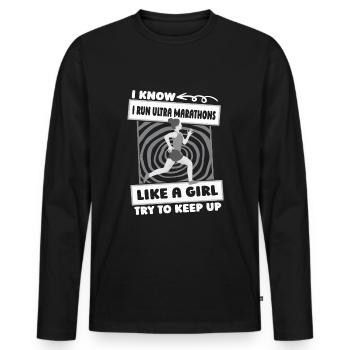 Ultramarathon Girls - Men's Premium Organic Long Sleeve Shirt - black - Front - Nico (187cm)