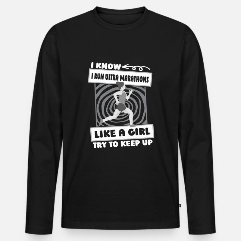 Ultramarathon Mädchen - Männer Premium Bio Langarmshirt - Schwarz