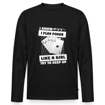 Poker Mädchen - Männer Premium Bio Langarmshirt - Schwarz - Vorne - Nico (187cm)