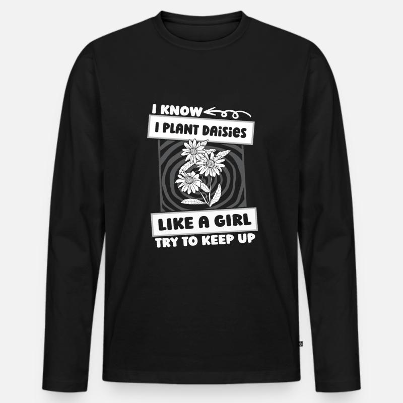 Gänseblume Gänseblümchen Mädchen - Männer Premium Bio Langarmshirt - Schwarz
