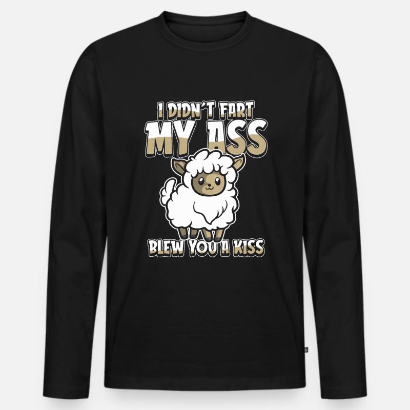 Schaf Ironisch - Männer Premium Bio Langarmshirt - Schwarz