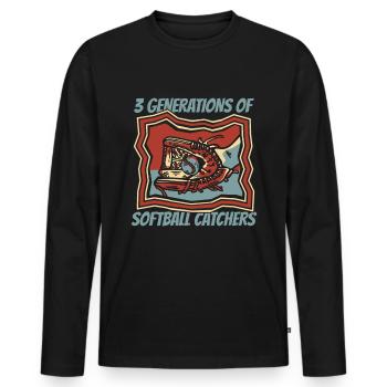 Softball Catcher - Men's Premium Organic Long Sleeve Shirt - black - Front - Nico (187cm)