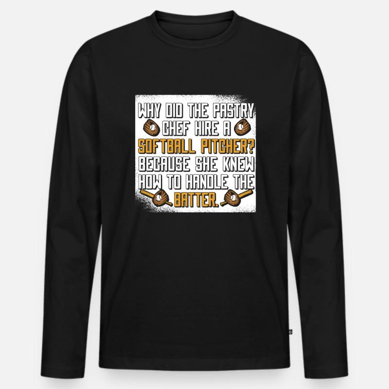Softball Witzig - Männer Premium Bio Langarmshirt - Schwarz