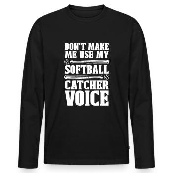 Softball Catcher - Men's Premium Organic Long Sleeve Shirt - black - Front - Nico (187cm)