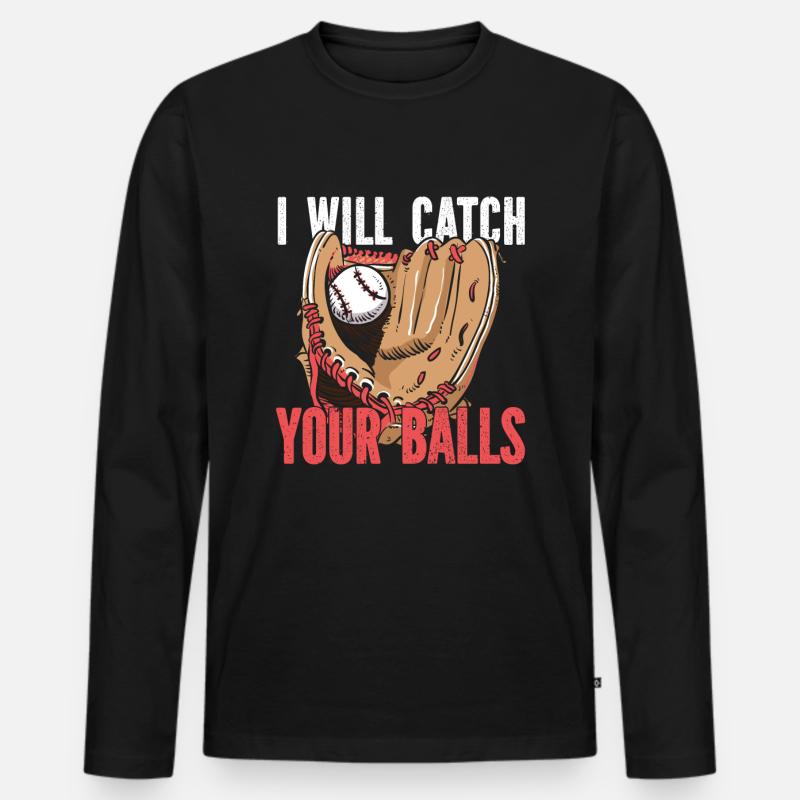 Softball Handschuh - Männer Premium Bio Langarmshirt - Schwarz