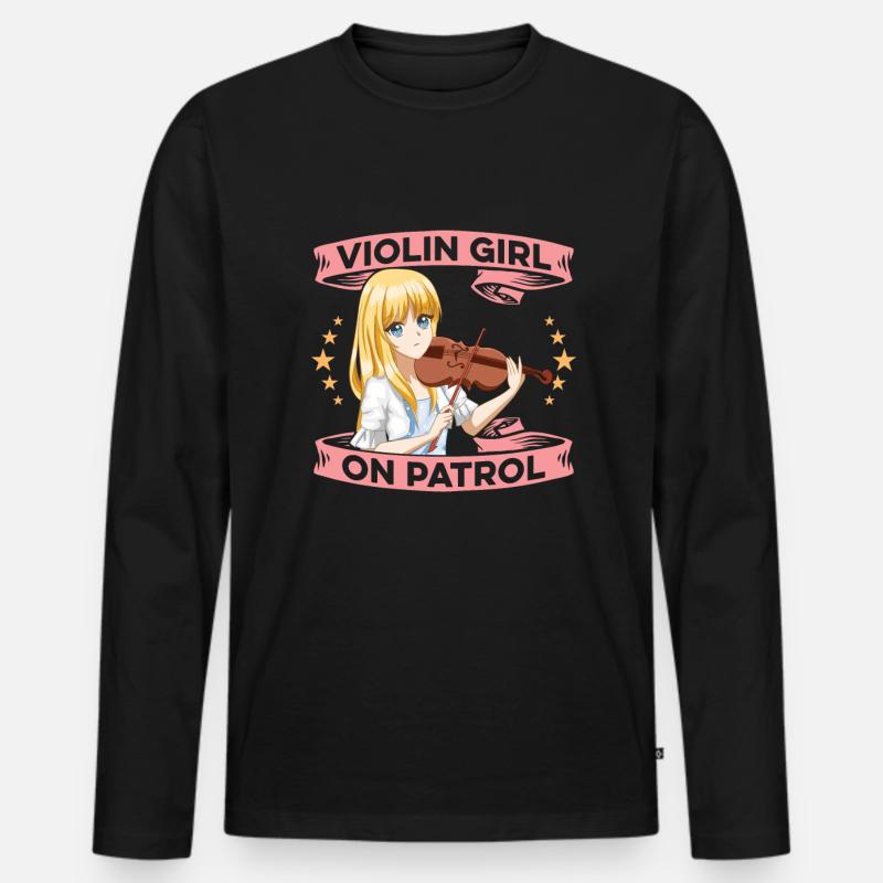 Violine Geige Mädchen - Männer Premium Bio Langarmshirt - Schwarz