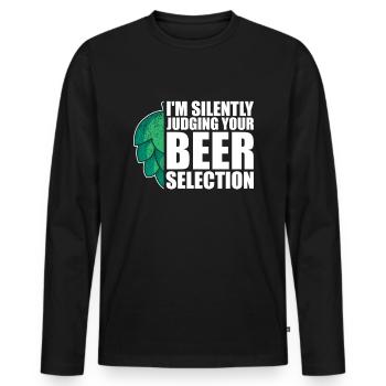 Bière artisanale Bière artisanale Bière Hopping - T-shirt manches longues Premium bio Homme - noir - Devant - Nico (187cm)