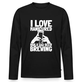 Bière artisanale Bière artisanale Amour - T-shirt manches longues Premium bio Homme - noir - Devant - Nico (187cm)