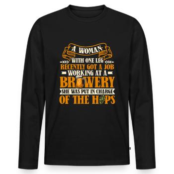 Bière artisanale Bière artisanale drôle - T-shirt manches longues Premium bio Homme - noir - Devant - Nico (187cm)