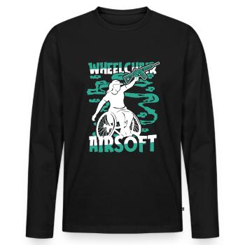 Fauteuil roulant Airsoft - T-shirt manches longues Premium bio Homme - noir - Devant - Nico (187cm)