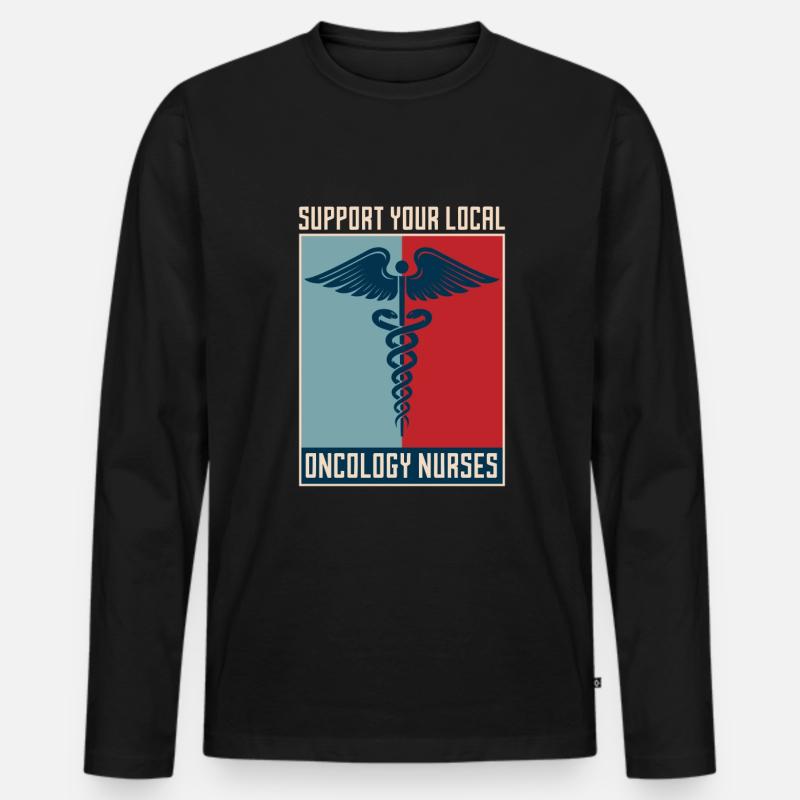 Krankenschwester Unterstützung - Männer Premium Bio Langarmshirt - Schwarz