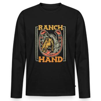 Rodeo Cowboy Ranch Cowboy - T-shirt manches longues Premium bio Homme - noir - Devant - Nico (187cm)