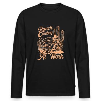 Rodeo Cowboy Works - T-shirt manches longues Premium bio Homme - noir - Devant - Nico (187cm)