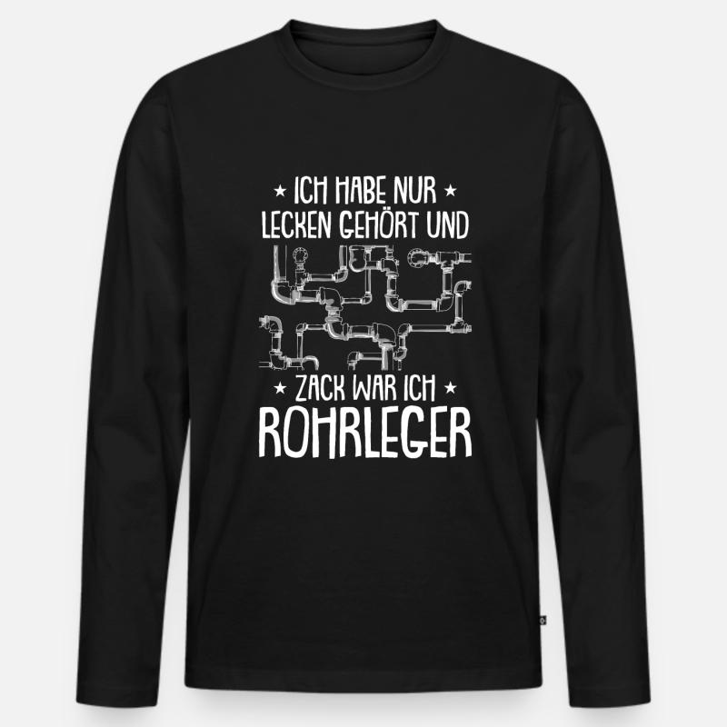Rohrleitungsbauer Komisch - Männer Premium Bio Langarmshirt - Schwarz