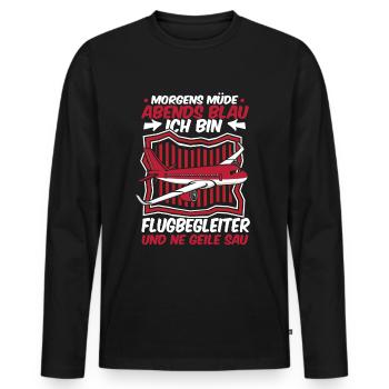 Flugbegleiter Stewardess - Männer Premium Bio Langarmshirt - Schwarz - Vorne - Nico (187cm)