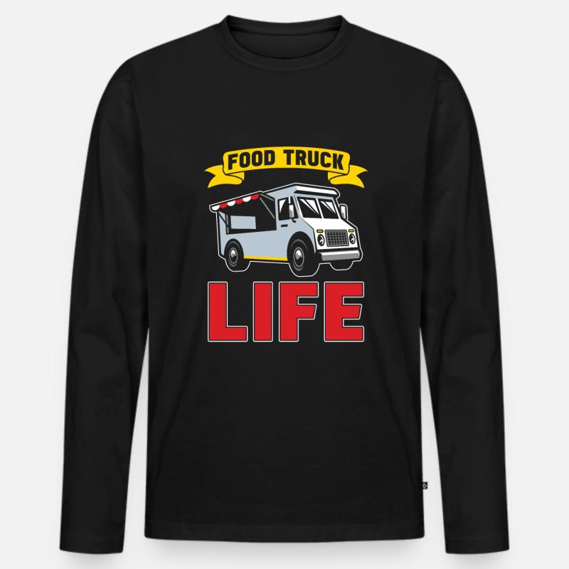 Straßenessen - Männer Premium Bio Langarmshirt - Schwarz