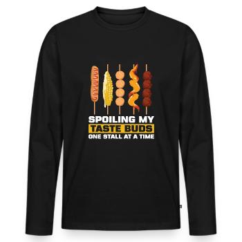 Street food skewers - Men's Premium Organic Long Sleeve Shirt - black - Front - Nico (187cm)