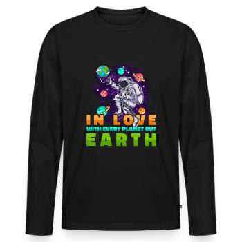 Espace Espace Terre Colonisation de l’espace - T-shirt manches longues Premium bio Homme - noir - Devant - Nico (187cm)