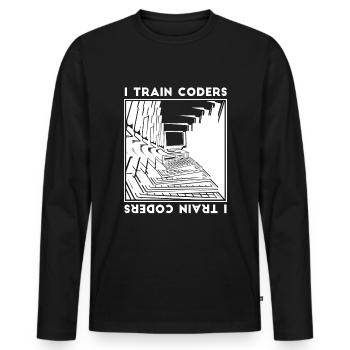 Developer Coder Programmer Calculator - Men's Premium Organic Long Sleeve Shirt - black - Front - Nico (187cm)