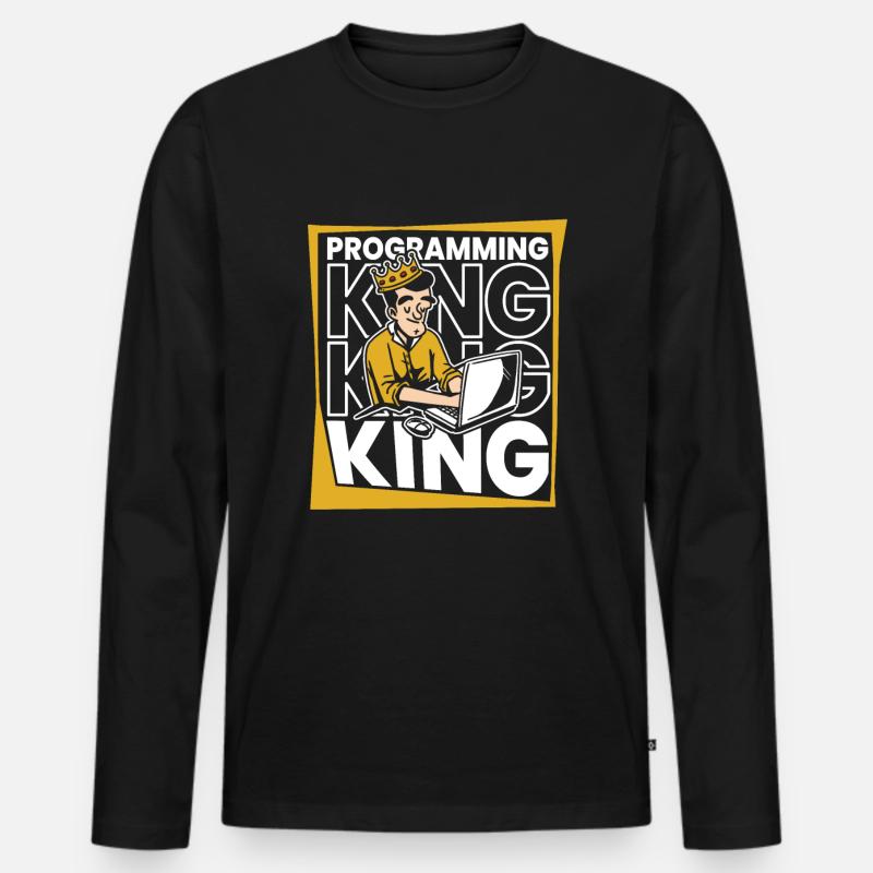 Développeur Coder Programmeur King - T-shirt manches longues Premium bio Homme - noir