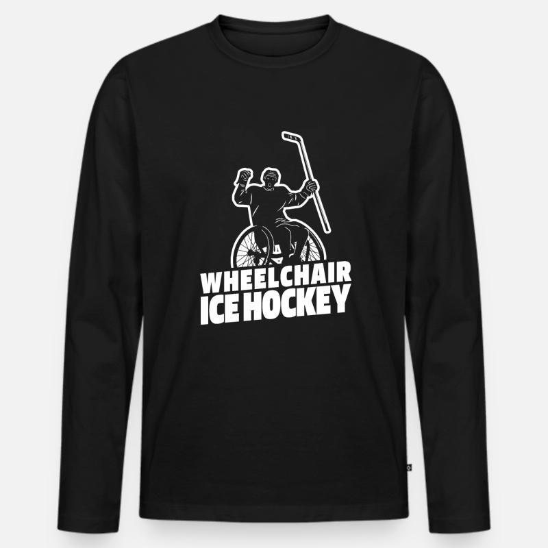 Eishockey Rollstuhl - Männer Premium Bio Langarmshirt - Schwarz