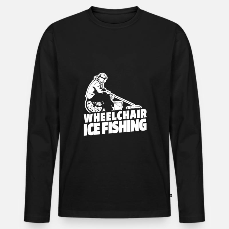 Eisfischen Eisangeln Rollstuhl - Männer Premium Bio Langarmshirt - Schwarz
