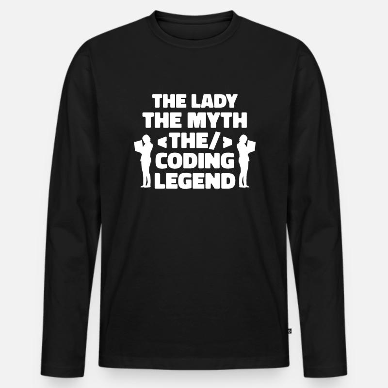 Developer Coder Programmer Lady - Men's Premium Organic Long Sleeve Shirt - black