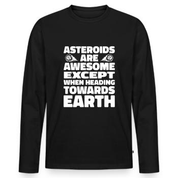 Space Space Funny Astroid Diversion - T-shirt manches longues Premium bio Homme - noir - Devant - Nico (187cm)