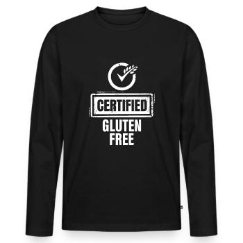 Glutenfrei - Männer Premium Bio Langarmshirt - Schwarz - Vorne - Nico (187cm)