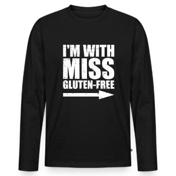 Glutenfrei - Männer Premium Bio Langarmshirt - Schwarz - Vorne - Nico (187cm)