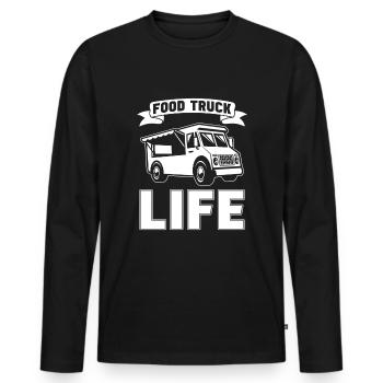 Cuisine de rue - T-shirt manches longues Premium bio Homme - noir - Devant - Nico (187cm)