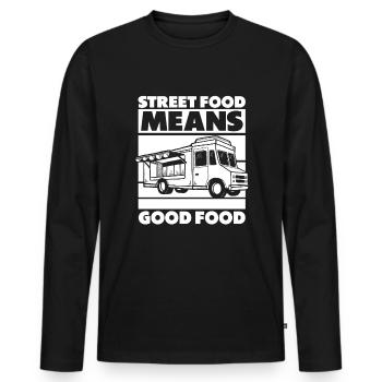 Cuisine de rue - T-shirt manches longues Premium bio Homme - noir - Devant - Nico (187cm)