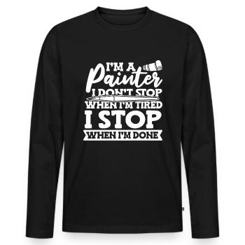 peintre peintre humour - T-shirt manches longues Premium bio Homme - noir - Devant - Nico (187cm)