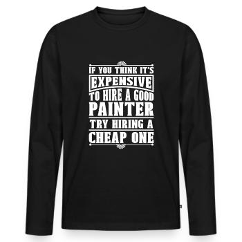Peintre Peintre Drôle - T-shirt manches longues Premium bio Homme - noir - Devant - Nico (187cm)