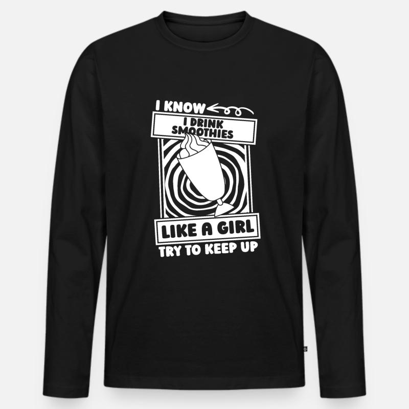 Smoothie Mädchen - Männer Premium Bio Langarmshirt - Schwarz