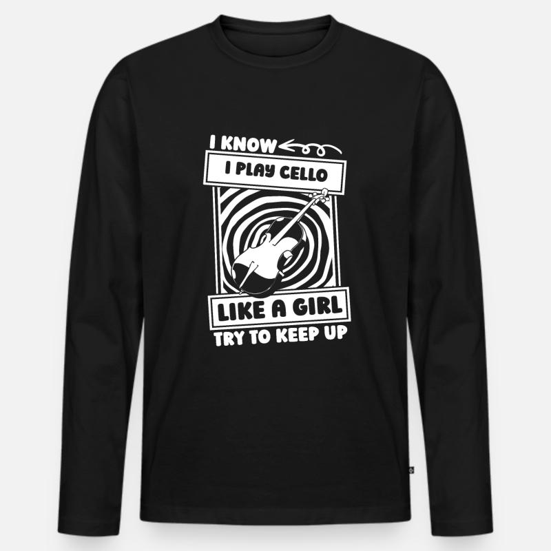 Cello Cellist Mädchen - Männer Premium Bio Langarmshirt - Schwarz