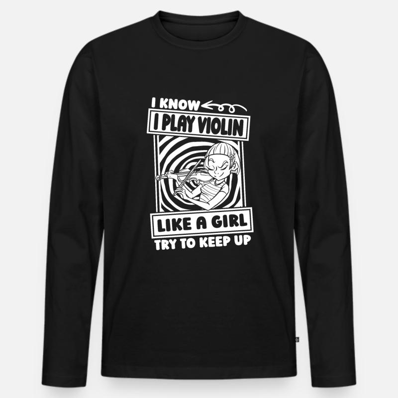 Violine Geige Mädchen - Männer Premium Bio Langarmshirt - Schwarz