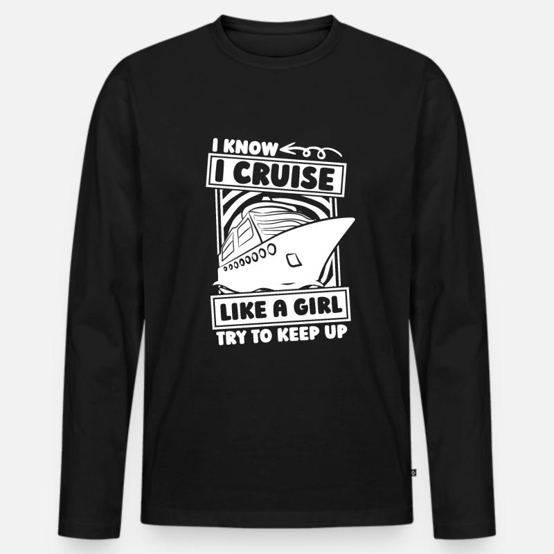 Kreuzfahrtschiff Mädchen - Männer Premium Bio Langarmshirt - Schwarz
