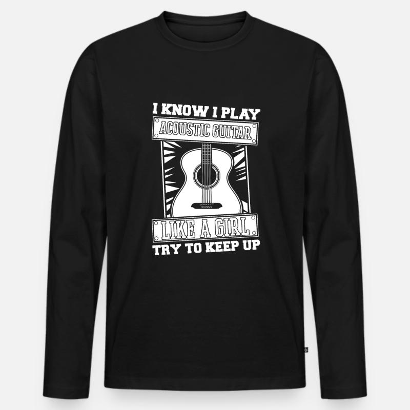 Akustikgitarre Mädchen - Männer Premium Bio Langarmshirt - Schwarz