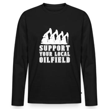 Ölfeld Bohrinsel Anlage - Männer Premium Bio Langarmshirt - Schwarz - Vorne - Nico (187cm)