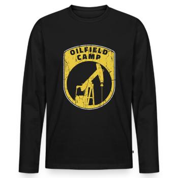 Ölfeld Bohrinsel Lager - Männer Premium Bio Langarmshirt - Schwarz - Vorne - Nico (187cm)