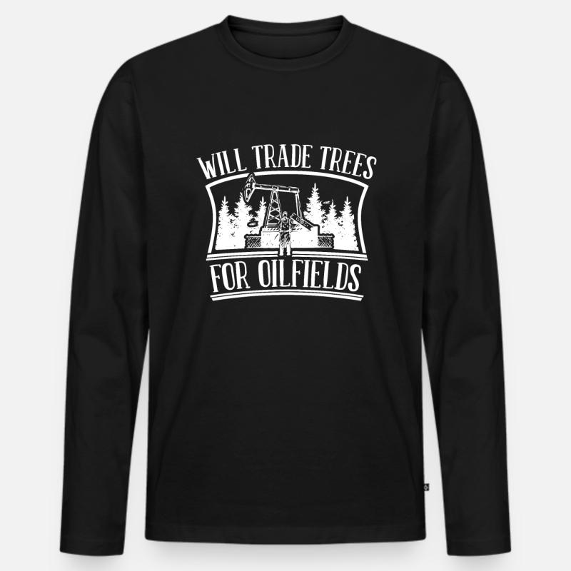 Ölfeld Bohrinsel Bäume - Männer Premium Bio Langarmshirt - Schwarz