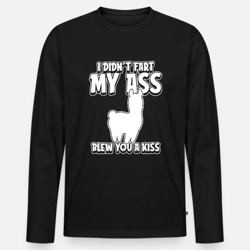 Alpaka Witzig - Männer Premium Bio Langarmshirt - Schwarz