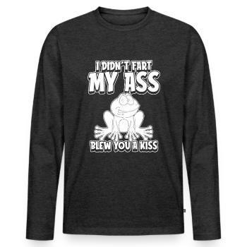 Humour Crapaud grenouille - T-shirt manches longues Premium bio Homme - anthracite chiné - Devant - Nico (187cm)