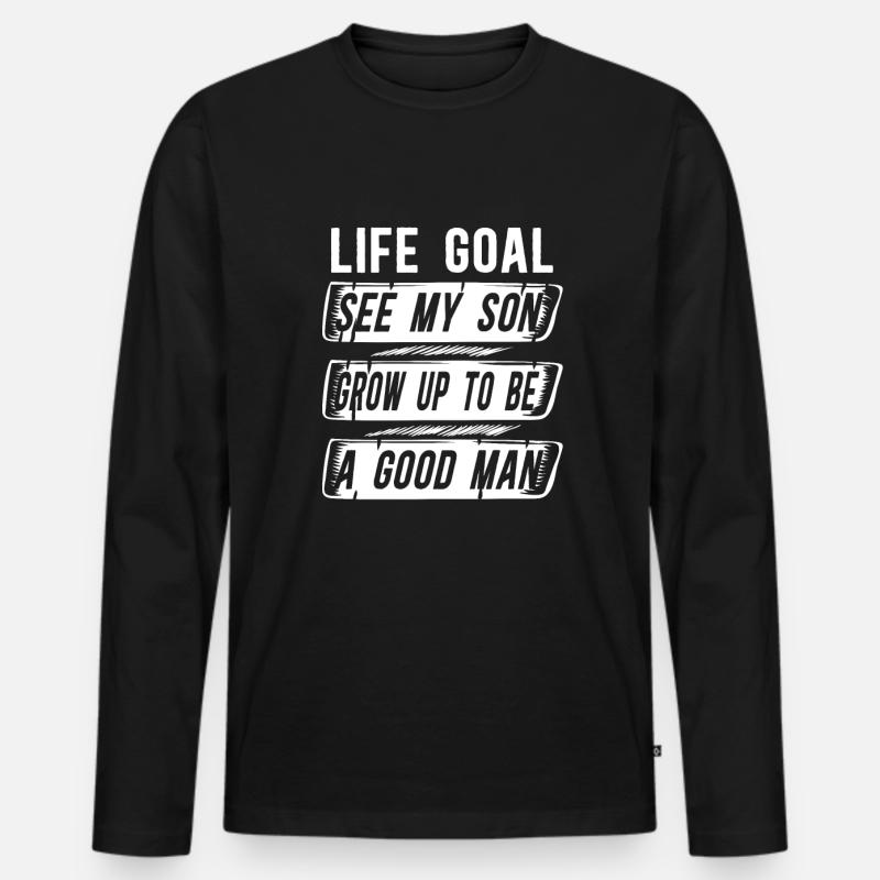 Mom Mutter Sohn - Männer Premium Bio Langarmshirt - Schwarz